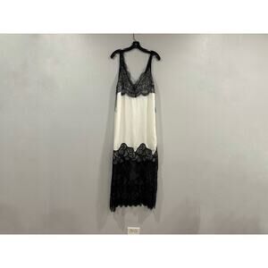 Zara Black White Satin Effect Maxi Long Dress Medium M NEW